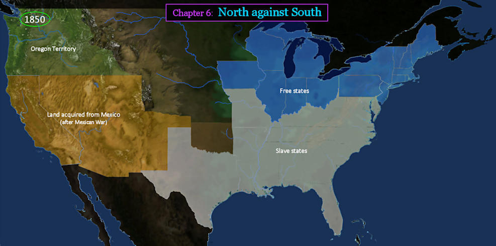 The Slavery Question, 1850 map